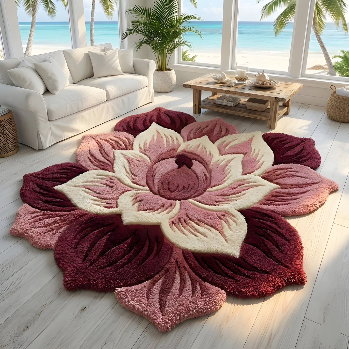 String Lotus Handmade Tufted Irregular Shaped Wool Carpet