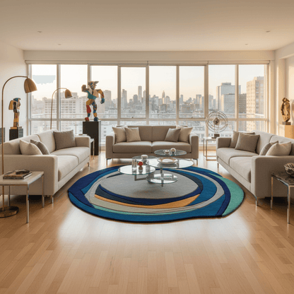Italian Fusion Handmade Tufted Irregular Shaped Wool Carpet