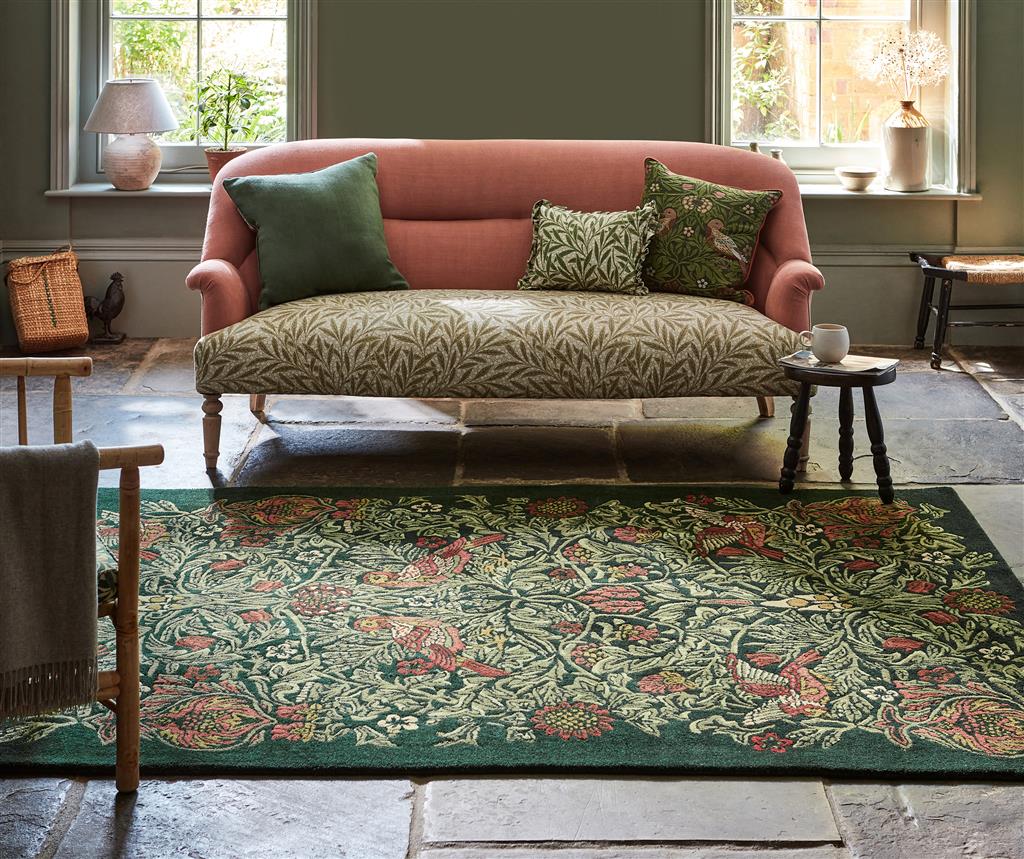 Trump Green Bird Handmade Tufted Wool Carpet - Floorshot