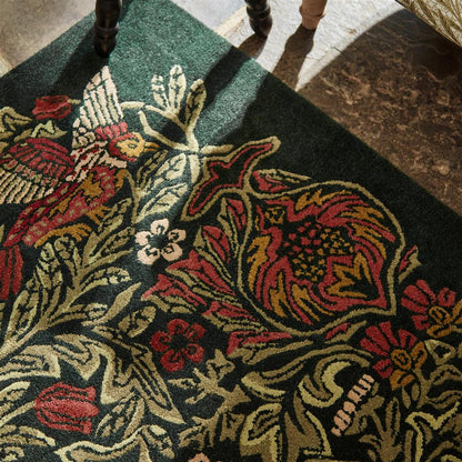 Trump Green Bird Handmade Tufted Wool Carpet - CloseUp