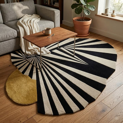 Jungle Zebra Handmade Tufted Irregular Shaped Wool Carpet