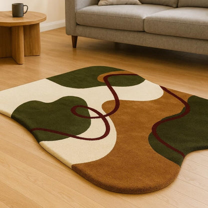 Chromatic Bloom Handmade Tufted Irregular Shaped Wool Carpet