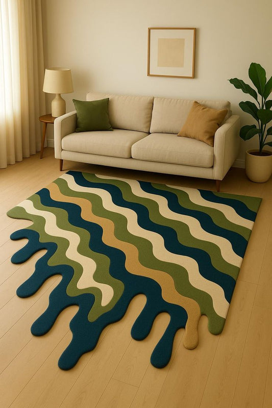 Drip-Drop Handmade Tufted Irregular Shaped Wool Carpet