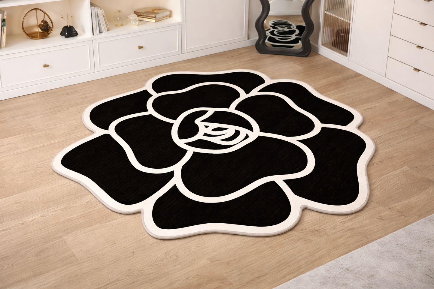Mistric Rose Handmade Tufted Irregular Shaped Wool Carpet