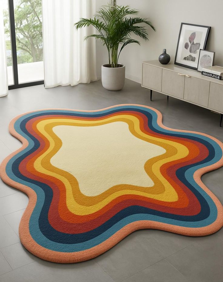 Chromatic Bloom Handmade Tufted Irregular Shaped Wool Carpet - Floorshot