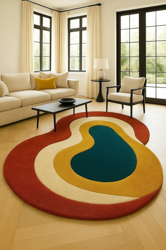 Hunter Wave Handmade Tufted Irregular Shaped Wool Carpet