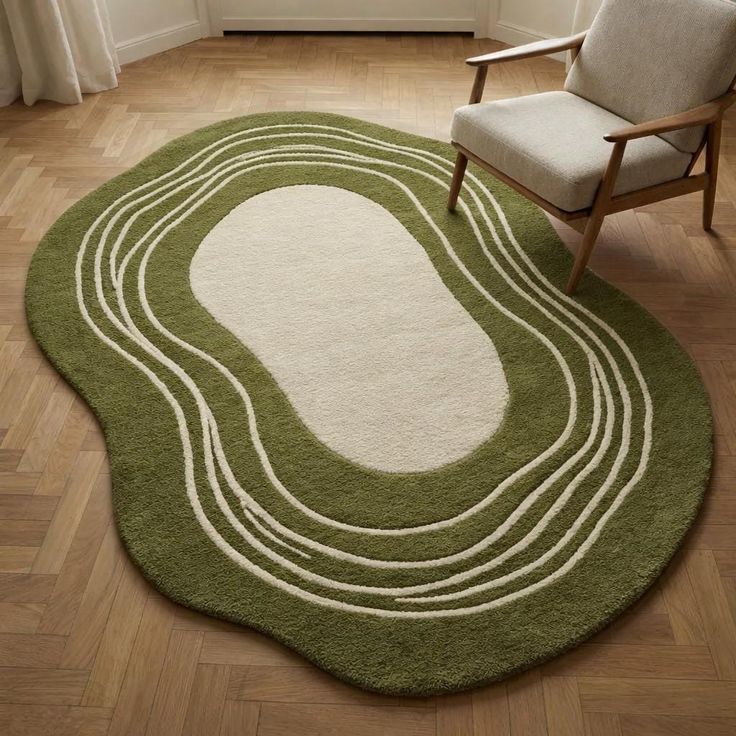 Egg Guter Handmade Tufted Irregular Shaped Wool Carpet