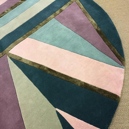 Whirlwind Ash Handmade Tufted Round Wool Carpet - Corner