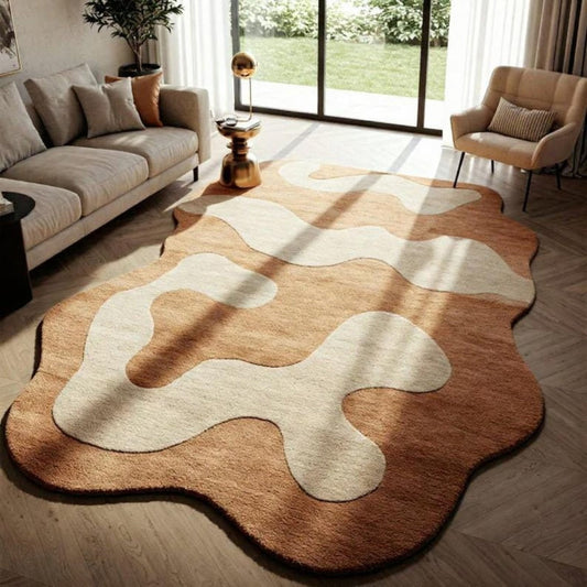 Crystal Hermani Handmade Tufted Irregular Shaped Wool Carpet