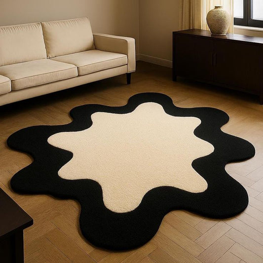 Noir Amoeba Handmade Tufted Irregular Shaped Wool Carpet