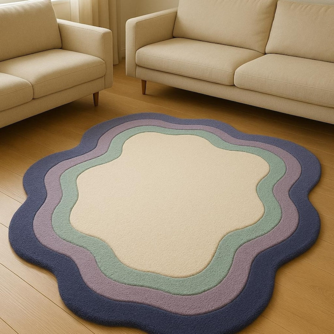 Duster Frost Handmade Tufted Irregular Shaped Wool Carpet