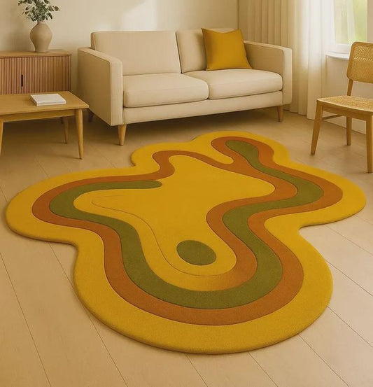 Temu Ganga Handmade Tufted Irregular Shaped Wool Carpet