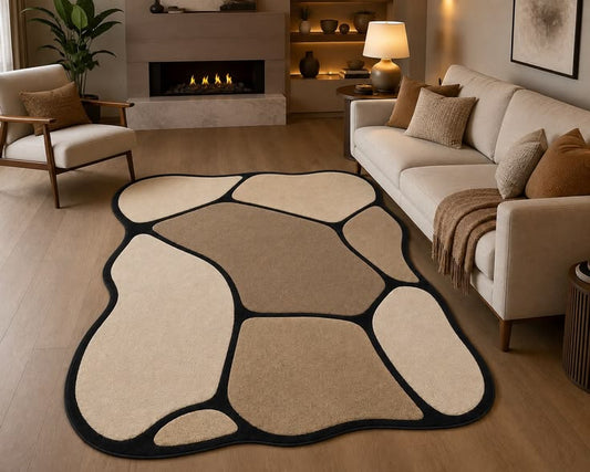Pebble Stone Handmade Tufted Irregular Shaped Wool Carpet