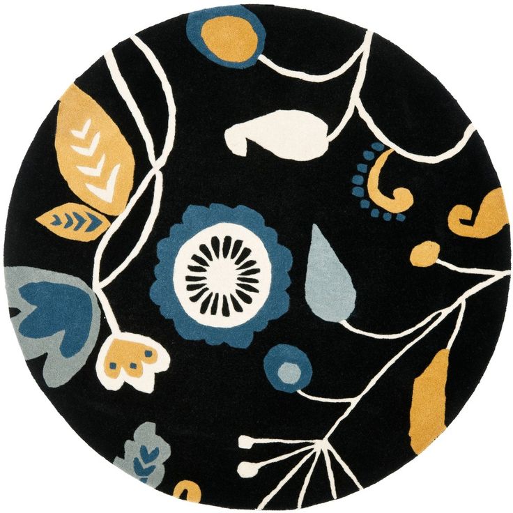 Midnight Woom Handmade Tufted Round Wool Carpet - Headshot