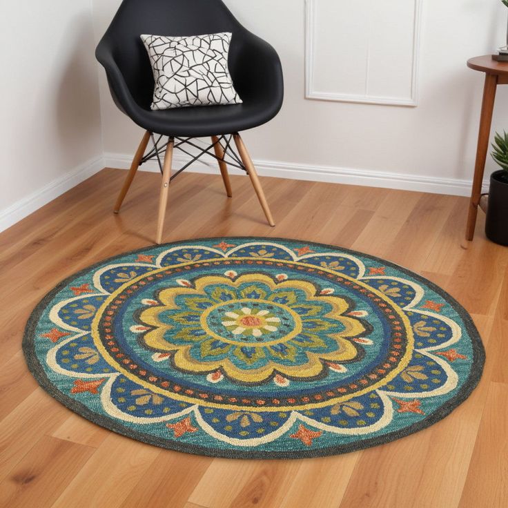 Sunrise Aesthetic Handmade Tufted Round Wool Carpet - Floorshot