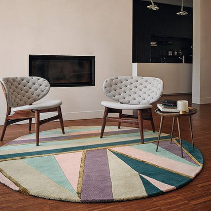 Whirlwind Ash Handmade Tufted Round Wool Carpet - Floorshot