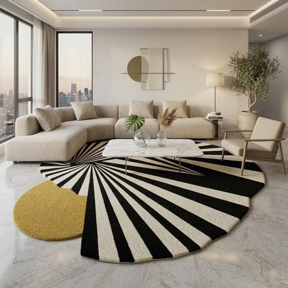 Jungle Zebra Handmade Tufted Irregular Shaped Wool Carpet