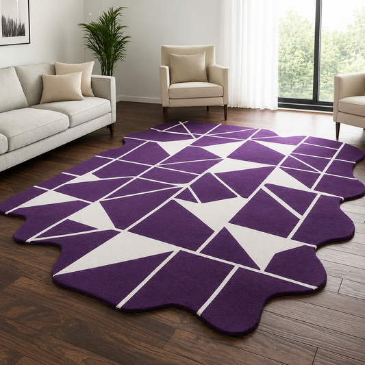 Velvet Dicago Handmade Tufted Irregular Shaped Wool Carpet