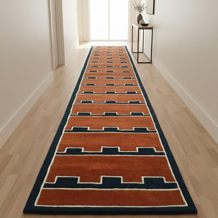 Rich Terracotta Handmade Tufted Runner Wool Carpet