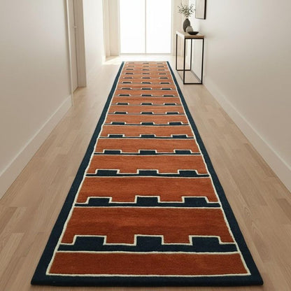 Rich Terracotta Handmade Tufted Runner Wool Carpet