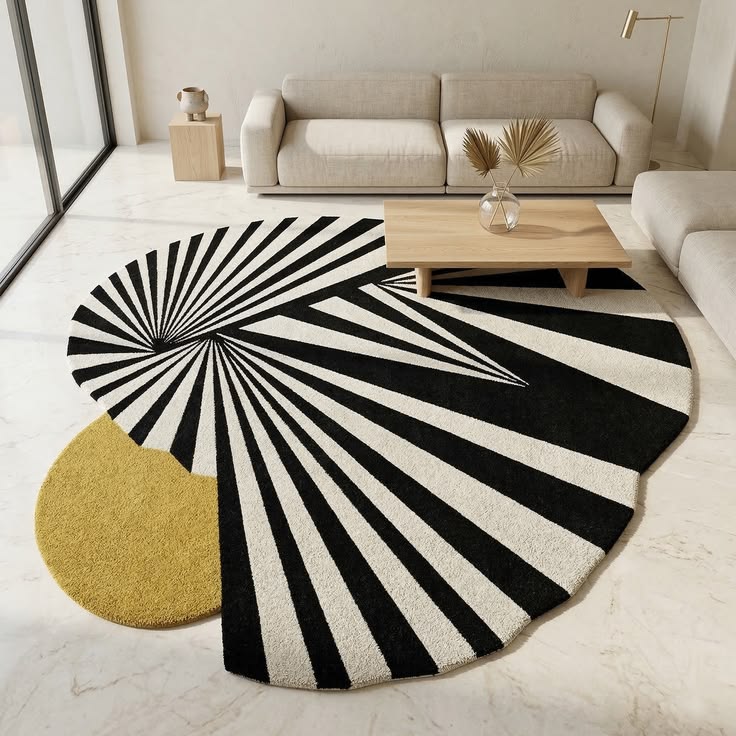Jungle Zebra Handmade Tufted Irregular Shaped Wool Carpet
