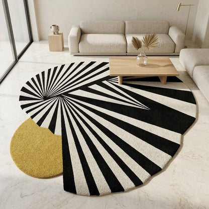 Jungle Zebra Handmade Tufted Irregular Shaped Wool Carpet