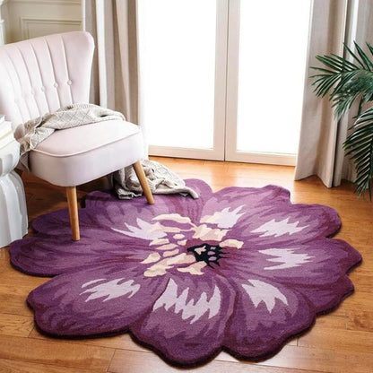 Lilac Novalty Handmade Tufted Irregular Shaped Wool Carpet