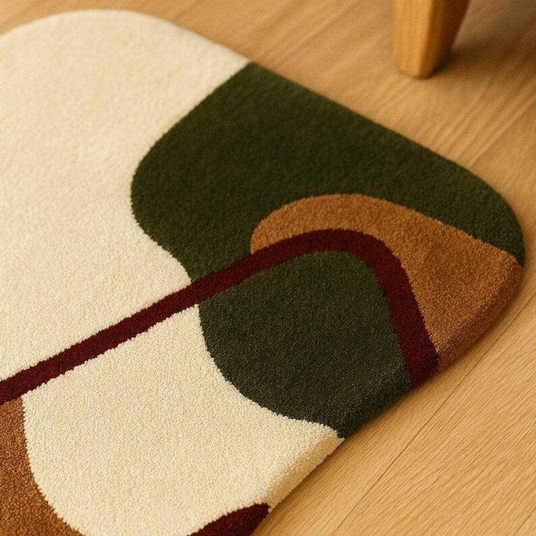 Chromatic Bloom Handmade Tufted Irregular Shaped Wool Carpet