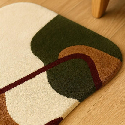 Chromatic Bloom Handmade Tufted Irregular Shaped Wool Carpet