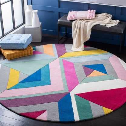 Glow Sheath Handmade Tufted Round Wool Carpet - Floorshot