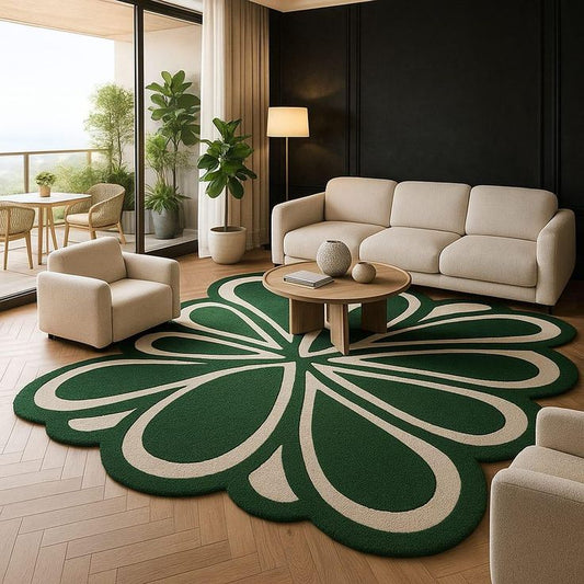 Forest Flower Handmade Tufted Irregular Shaped Wool Carpet