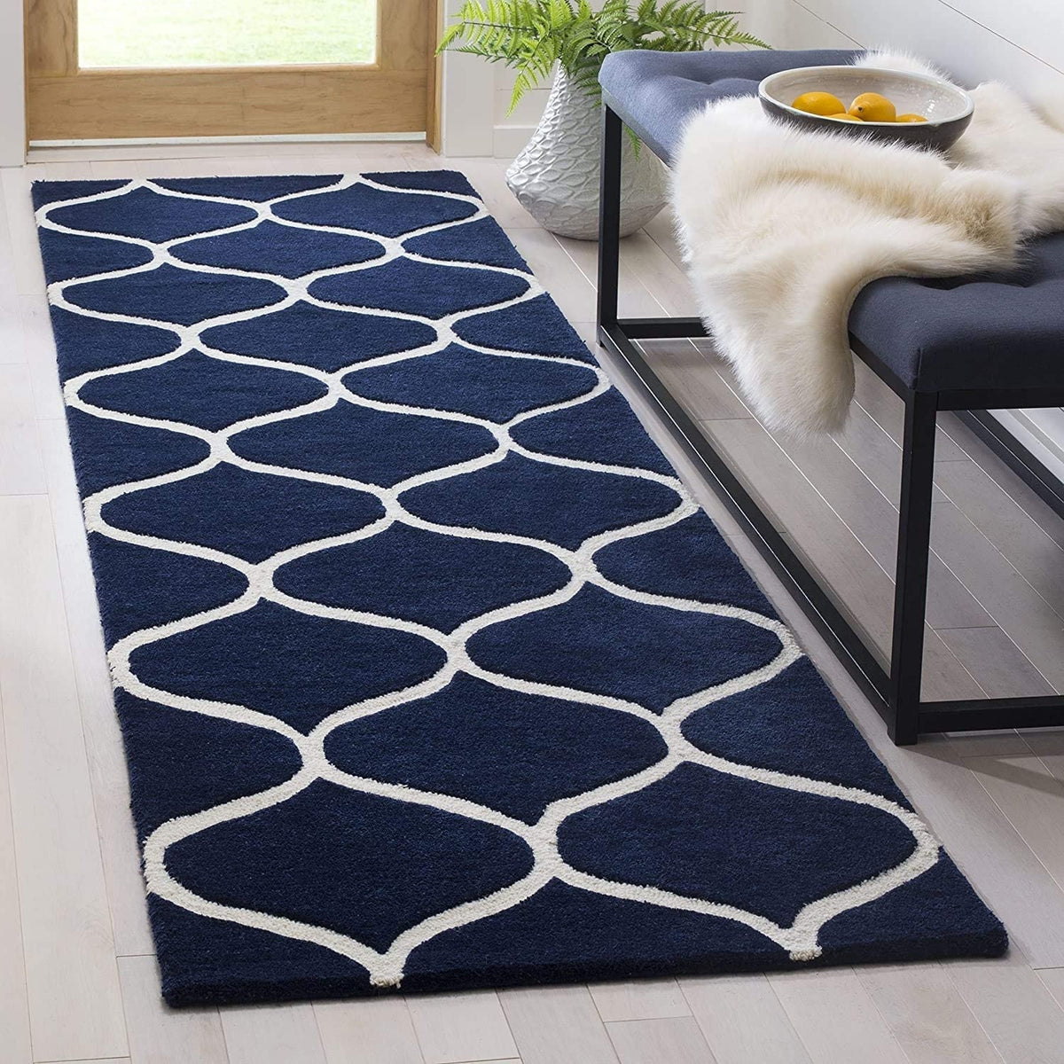 Moroccan Oggy Handmade Tufted Runner Wool Carpet