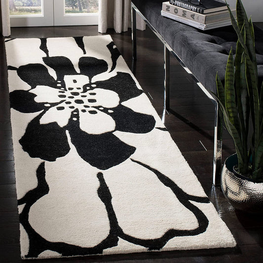Crystal Floral Handmade Tufted Runner Wool Carpet