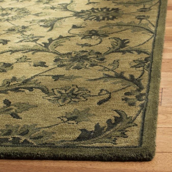 Mossy Blaze Handmade Tufted Wool Carpet - Corner