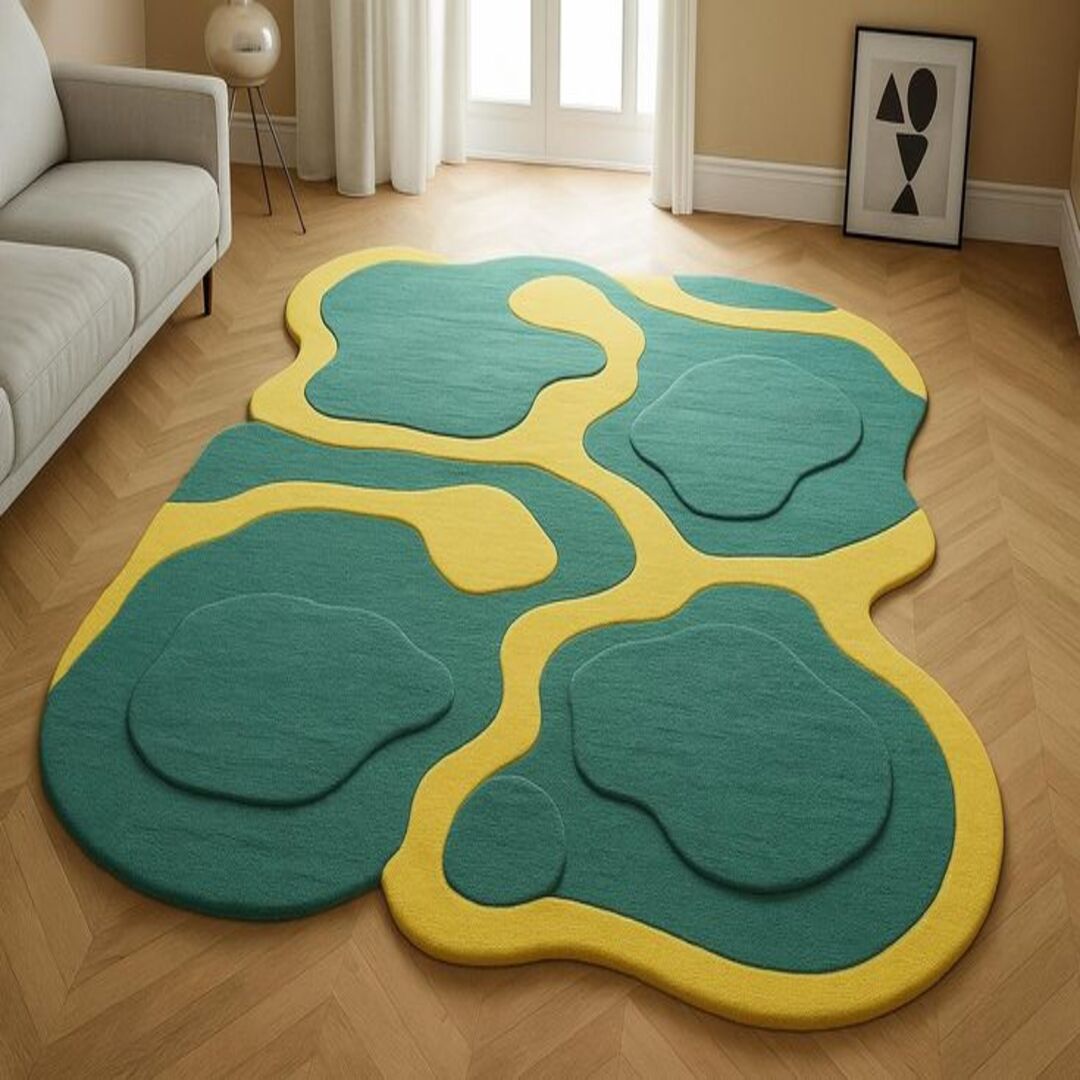 Urbanic Micro Handmade Tufted Irregular Shaped Wool Carpet
