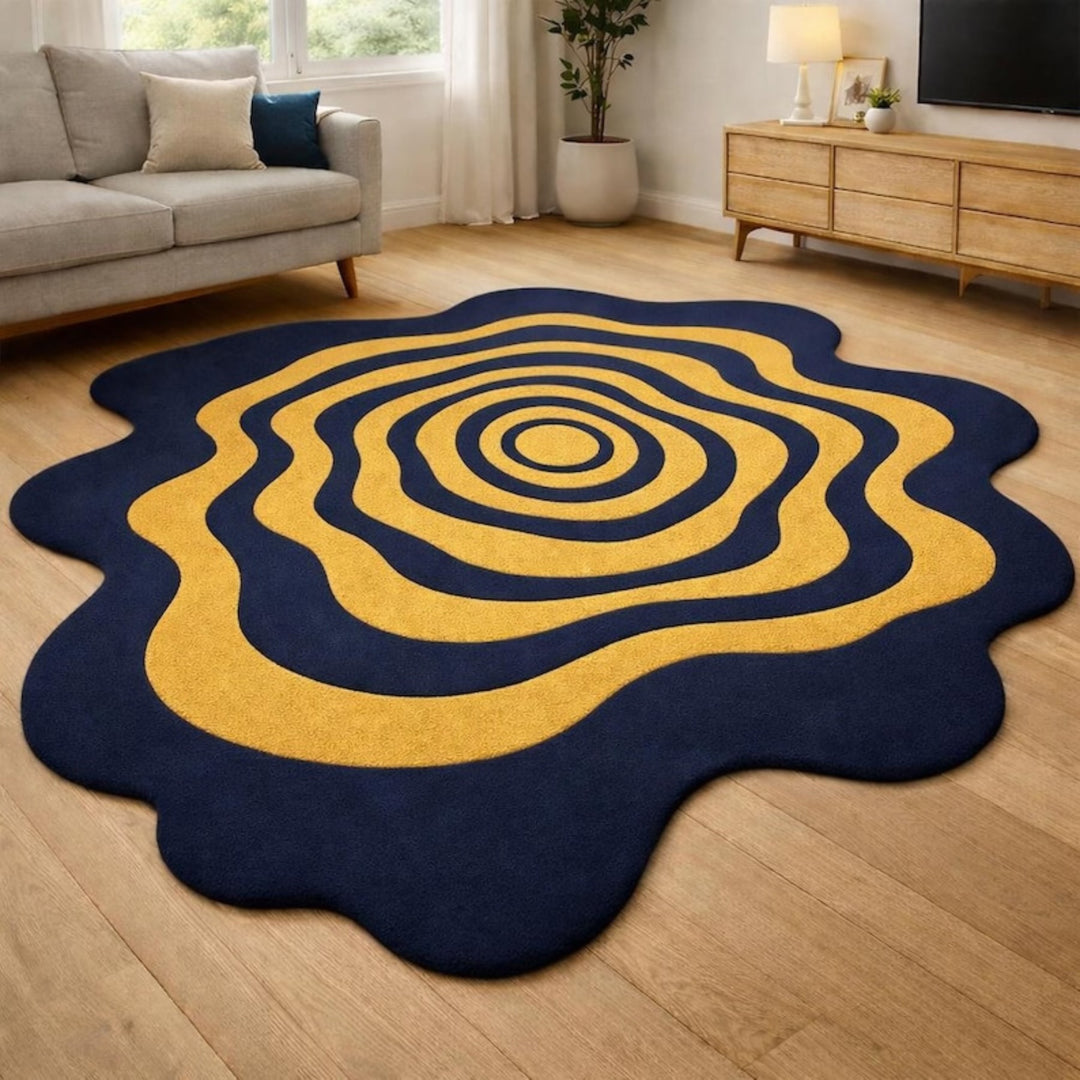 Groovy Glanza Handmade Tufted Irregular Shaped Wool Carpet
