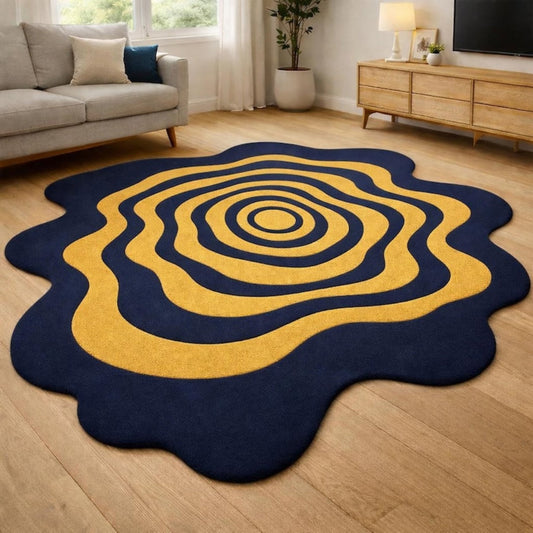 Groovy Glanza Handmade Tufted Irregular Shaped Wool Carpet