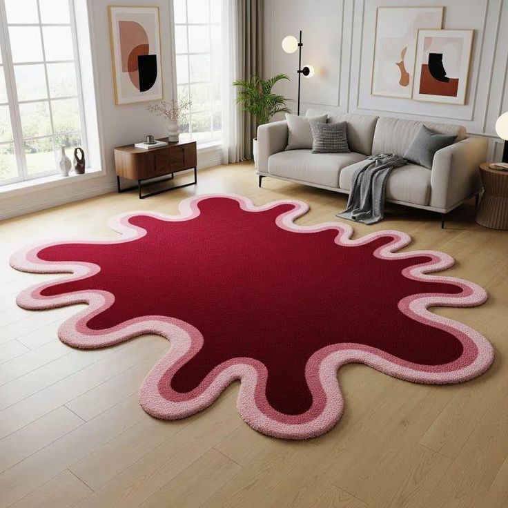 Anemy Illustration Handmade Tufted Irregular Shaped Wool Carpet - Floorshot