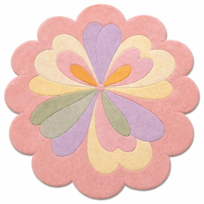 Butterfly Pink Handmade Tufted Irregular Shaped Wool Carpet
