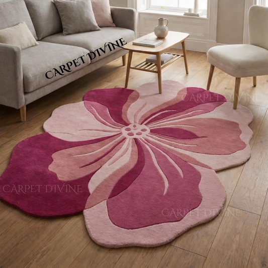 Poppins Pink Handmade Tufted Irregular Shaped Wool Carpet