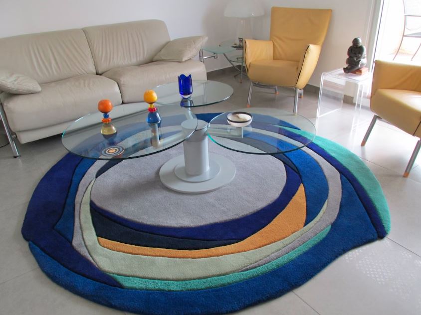 Italian Fusion Handmade Tufted Irregular Shaped Wool Carpet