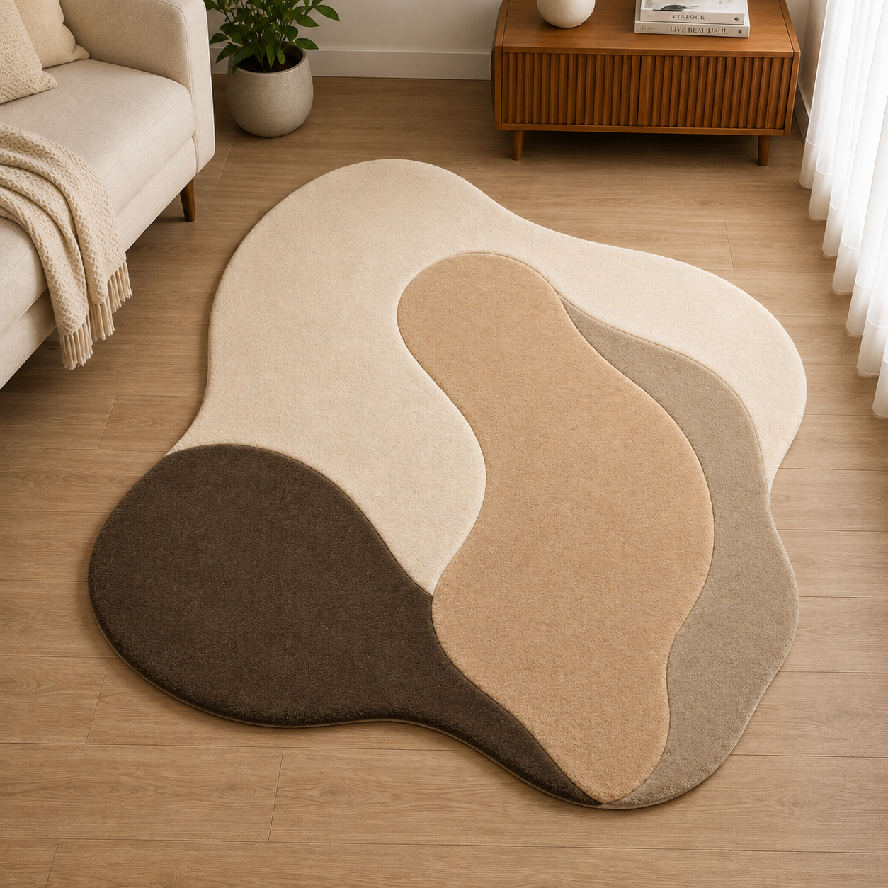 Zackson Ritz Handmade Tufted Irregular Shaped Wool Carpet