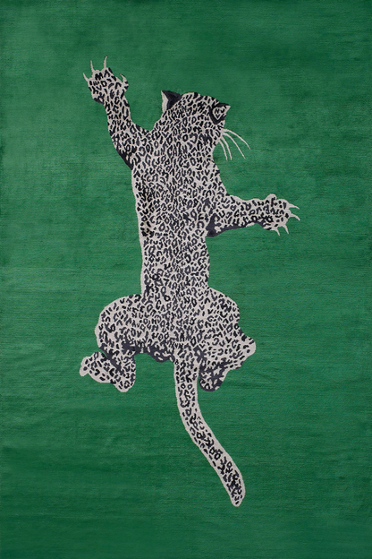 Climbing Leopard Handmade Tufted Wool Carpet - Headshot