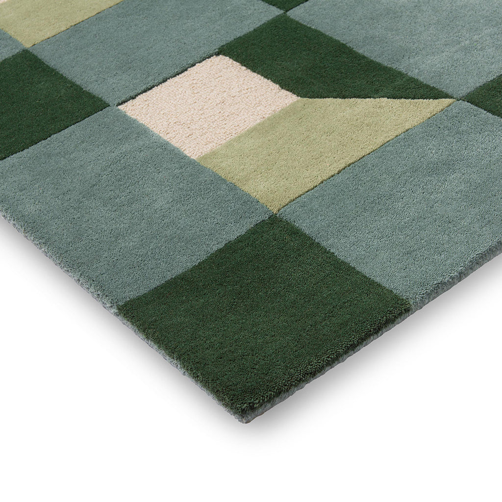 Block Bluster Handmade Tufted Wool Carpet - Corner