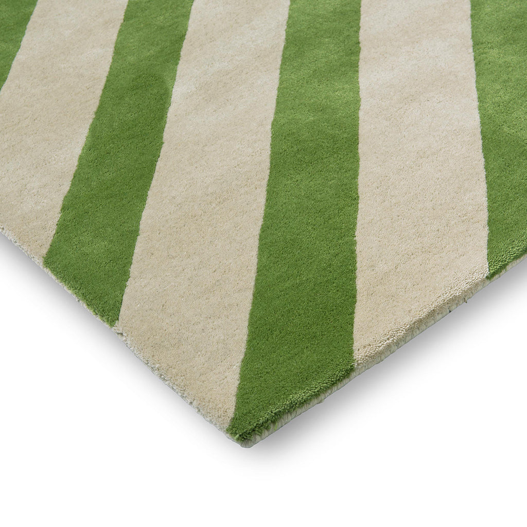 Stripes Diagonal Handmade Tufted Wool Carpet - Corner
