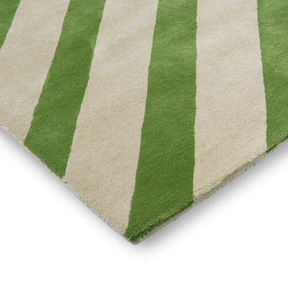 Stripes Diagonal Handmade Tufted Wool Carpet - Corner