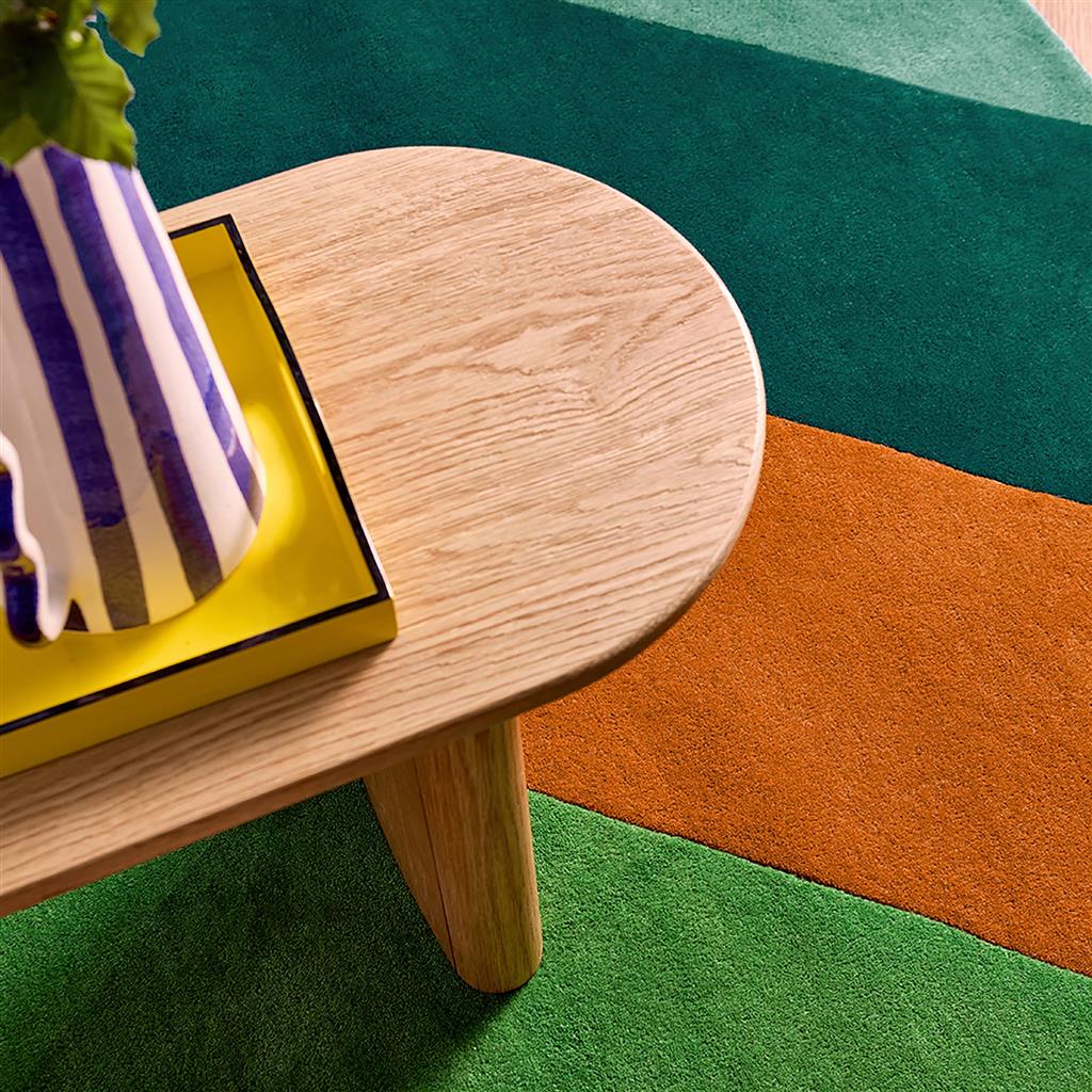 Emerald Stripe Handmade Tufted Wool Carpet - CloseUp