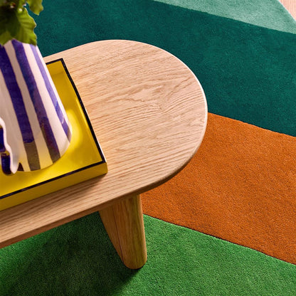Emerald Stripe Handmade Tufted Wool Carpet - CloseUp