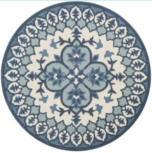 Layer Bloom Handmade Tufted Round Wool Carpet - Headshot 