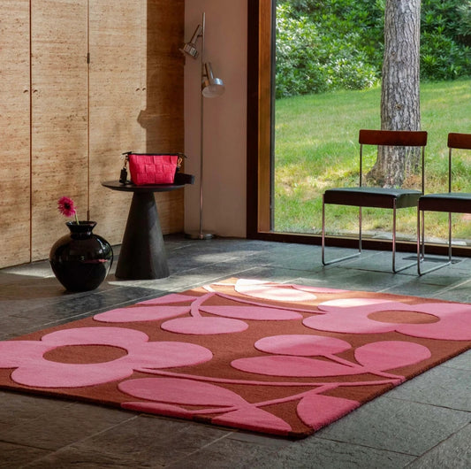 Sprigstem Paprika Handmade Tufted Wool Carpet - Floorshot